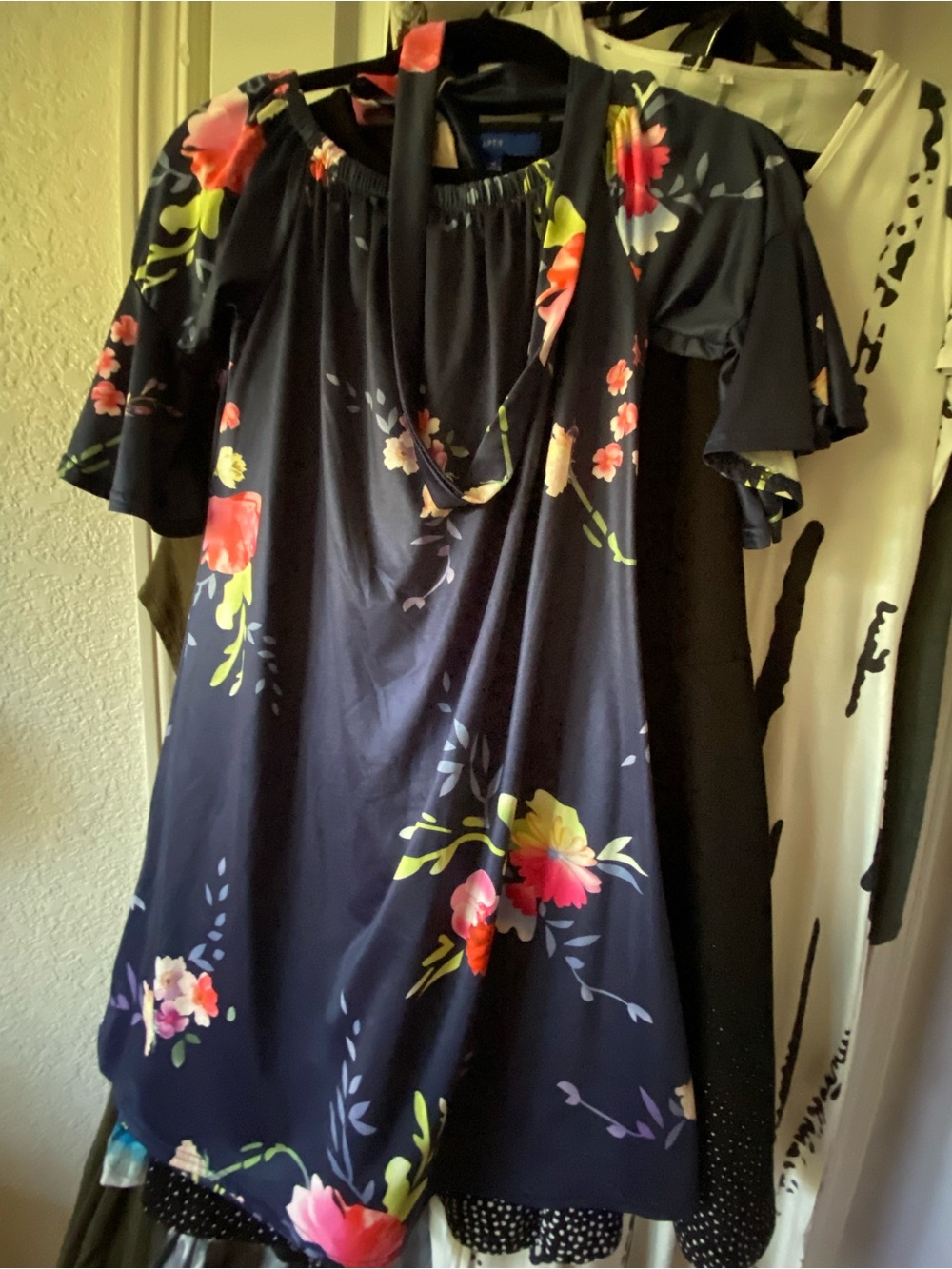 Navy Floral Off-Shoulder Dress